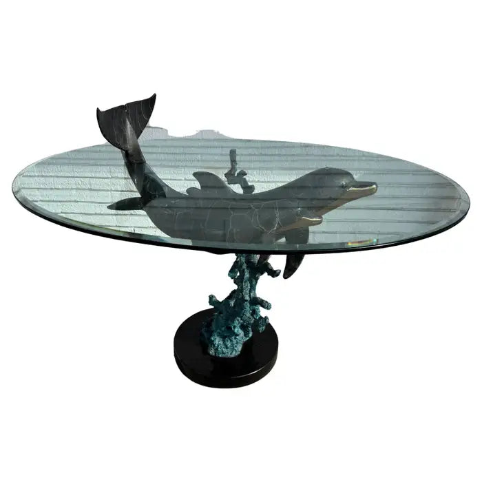 Signed Christian Lassen bronze dolphin table limited edition