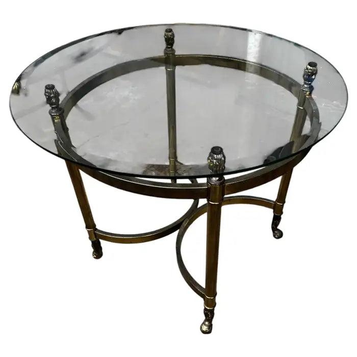 Contemporary round brass end table design