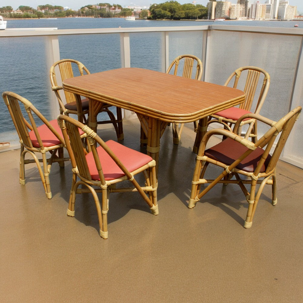 Classic Art Deco bamboo dining set Paul Frankl Metro Retro