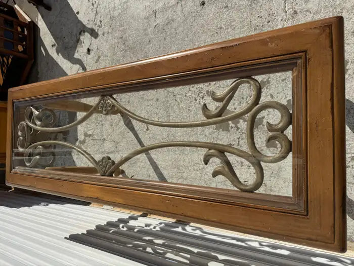 Console table with iron base and wood frame