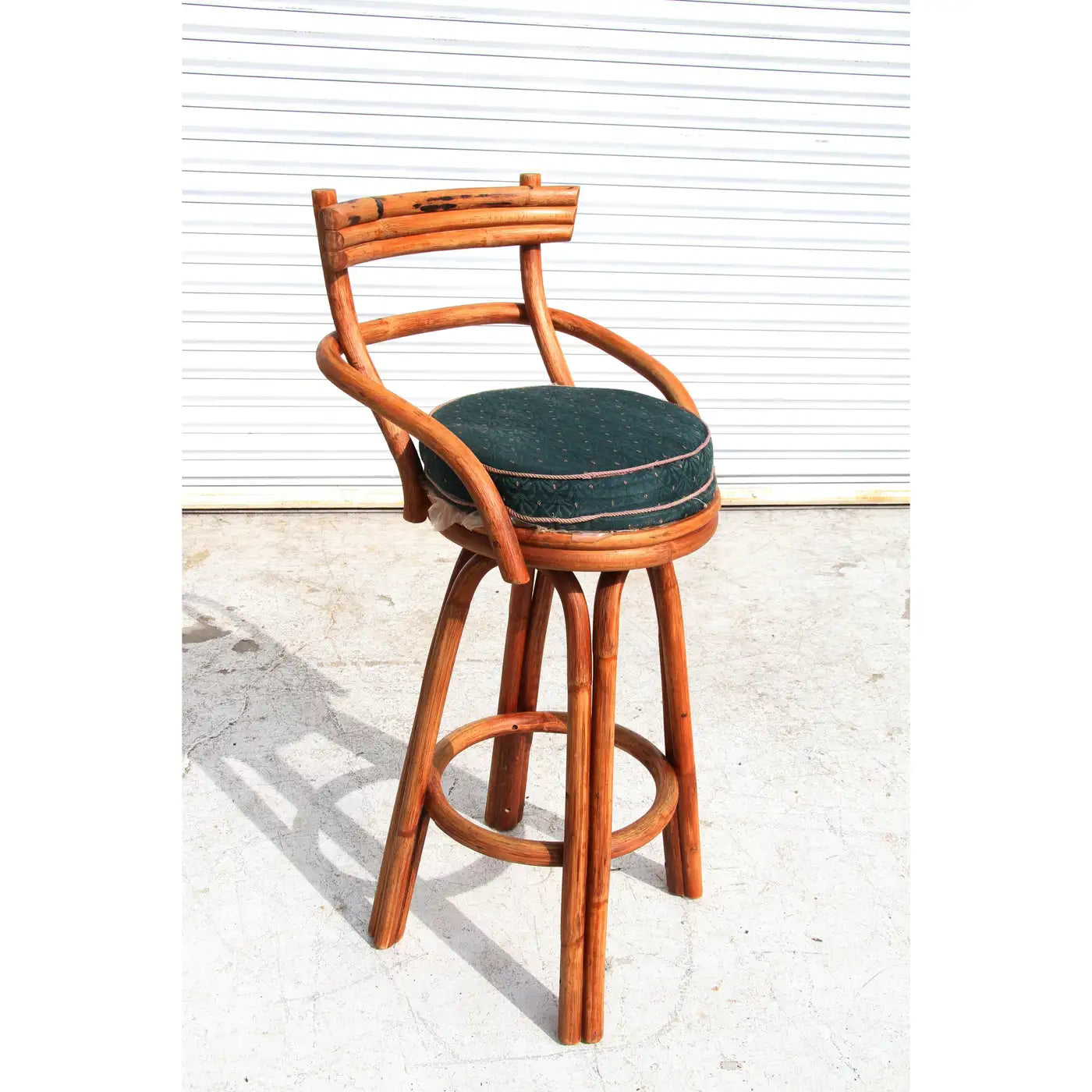 Green padded seat mid-century swivel stools
