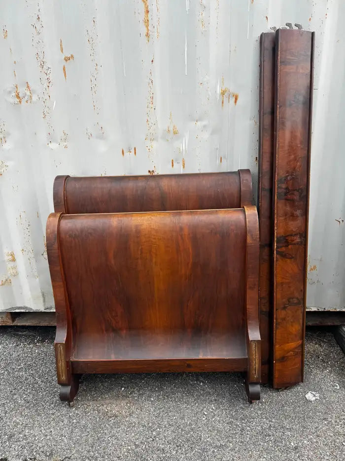 Traditional Empire style walnut twin bed