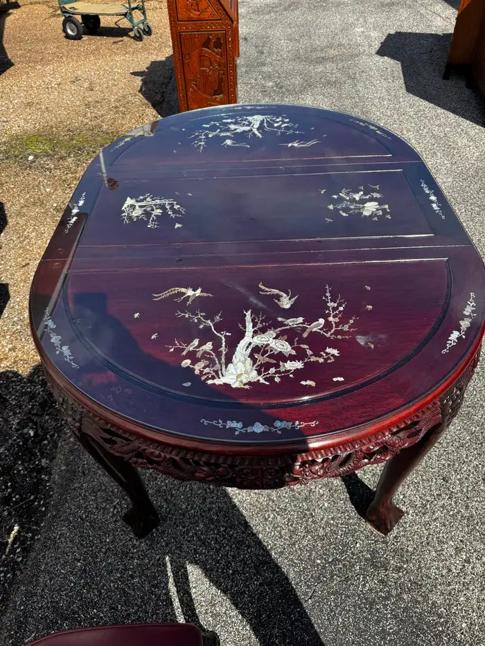 Decorative dining table rosewood with intricate carved patterns