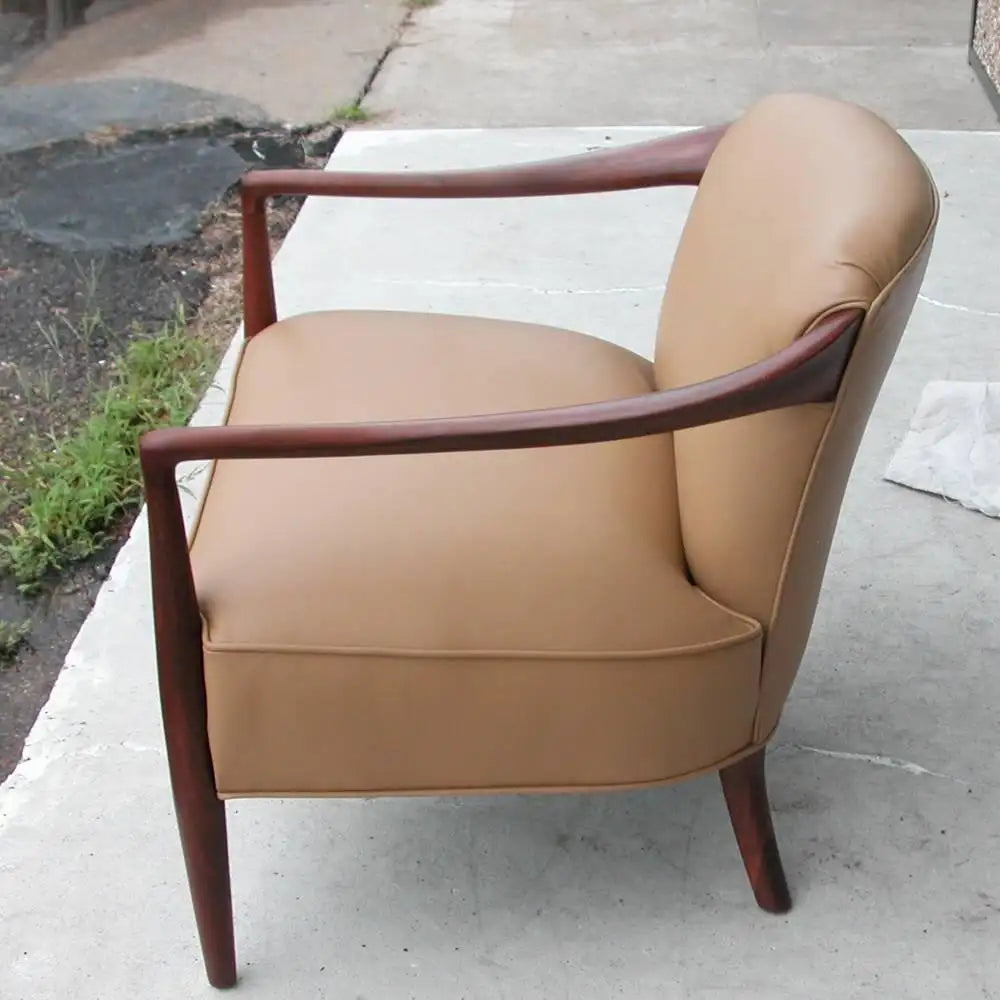 Sculptural Danish armchair leather seat