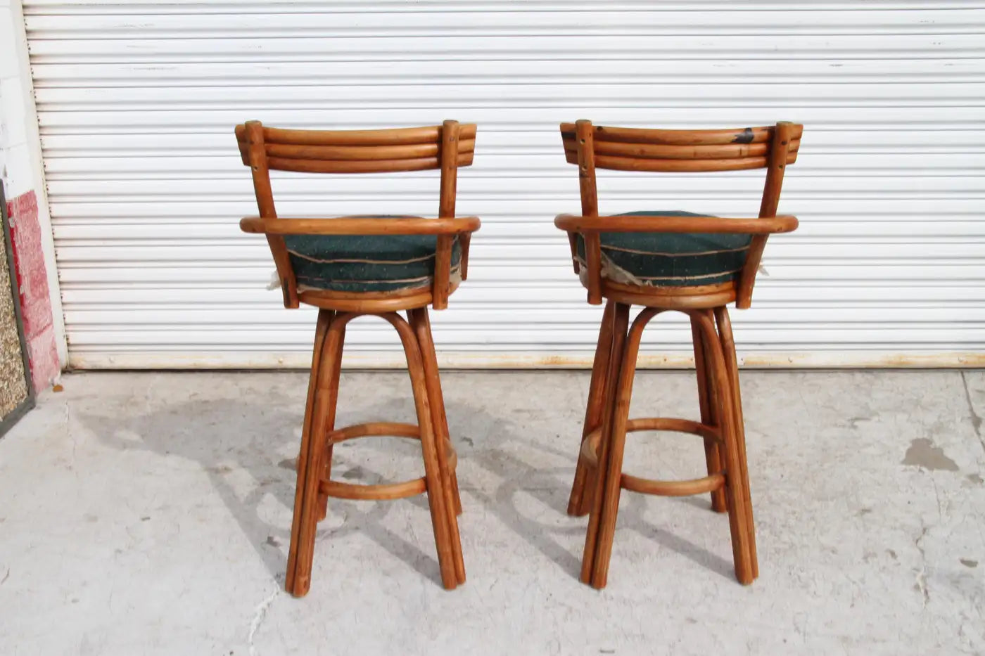 Classic mid-century bent rattan counter stools