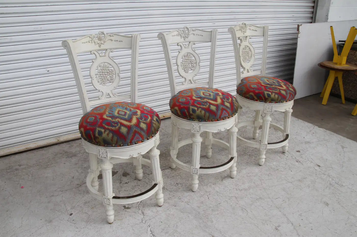 Elegant French country kitchen swivel bar stools