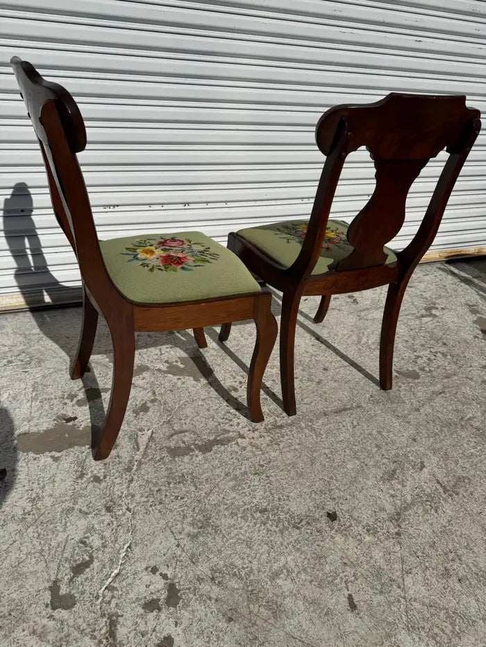 Classic Regency style chairs with detailed embroidery