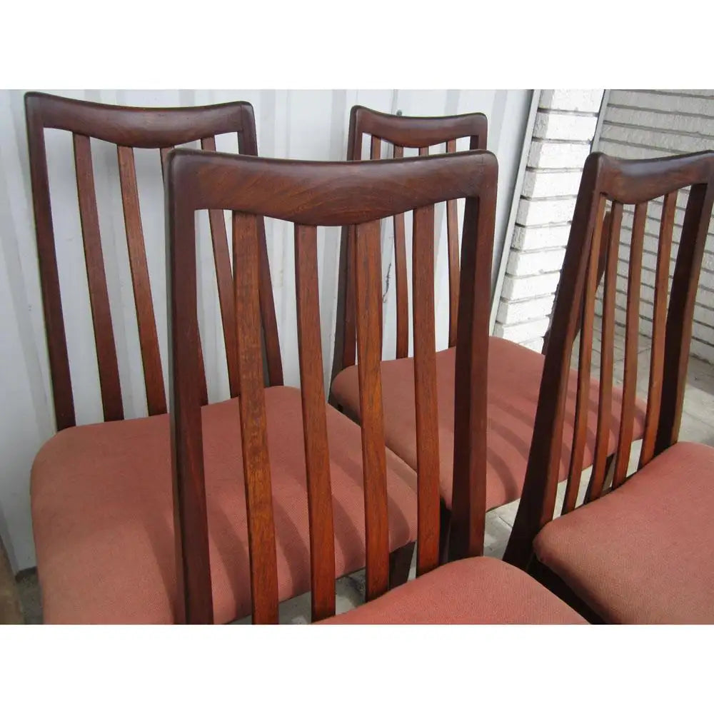 Classic mid-century slat back chairs rosewood frame Metro Retro Furniture