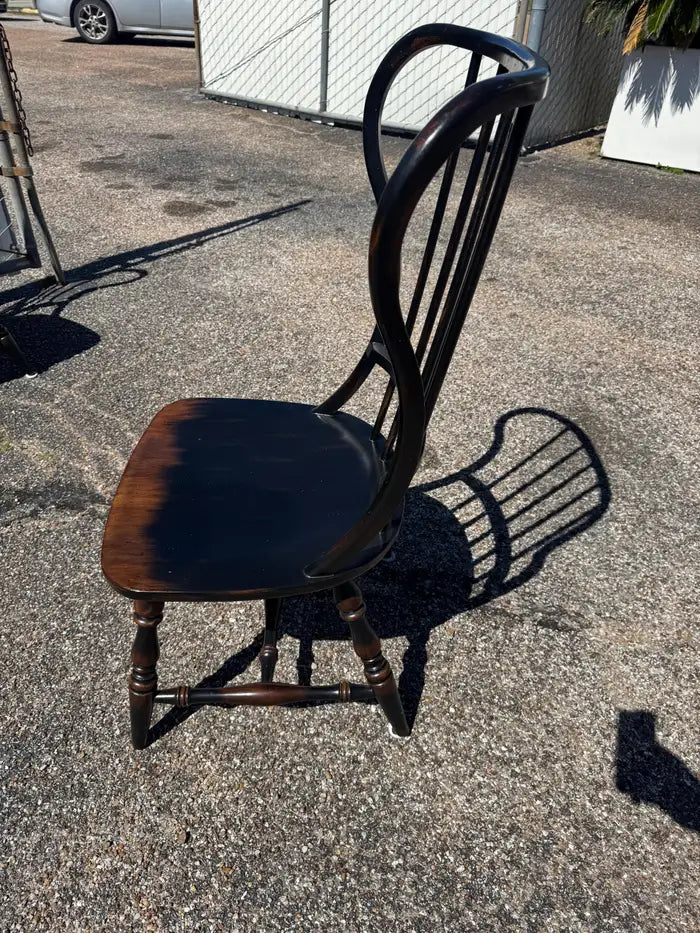 vintage style ebony dining chairs spindle back design