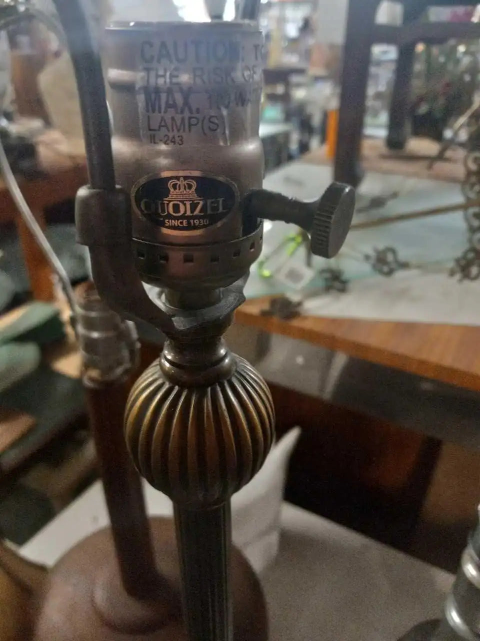 Unique lucite base brass teapot lamp