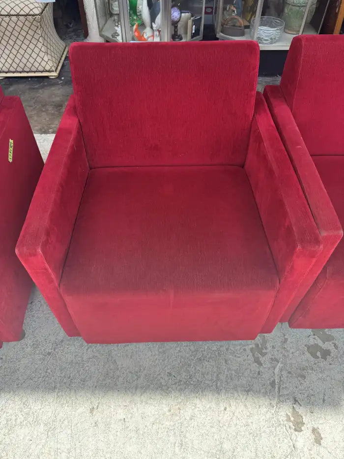 Steelcase upholstered club chairs with retro modern design