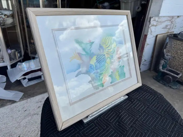 Coastal home décor artwork with tropical reef fish