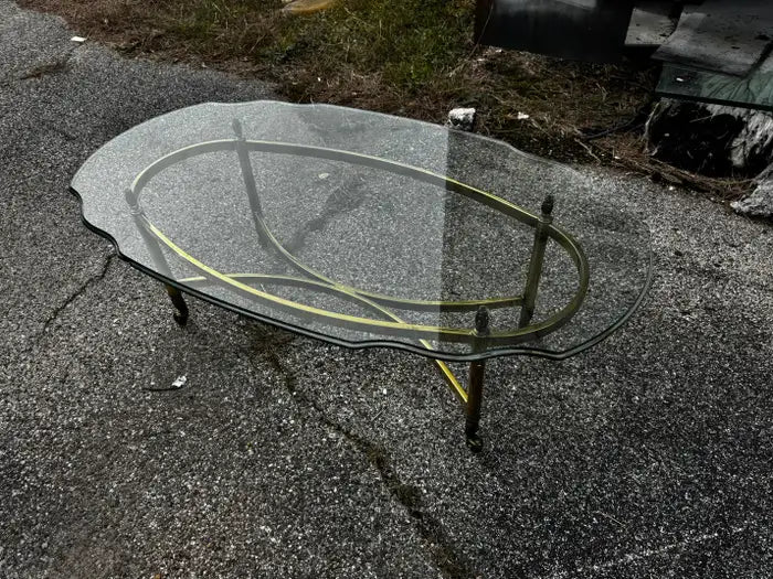Sculptural brass coffee table living room
