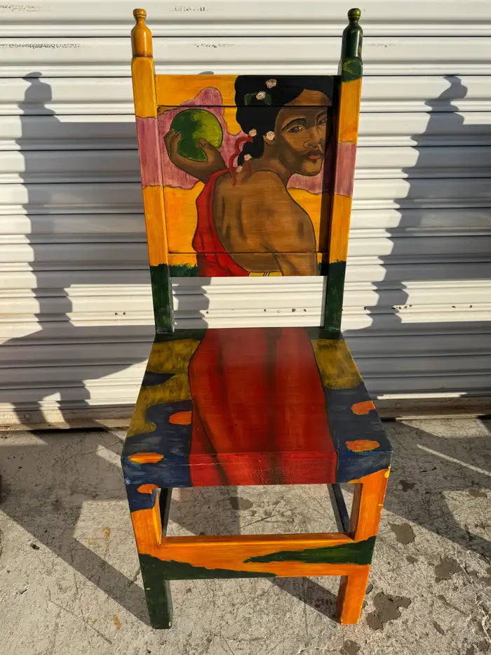 Painted wood side chair detail