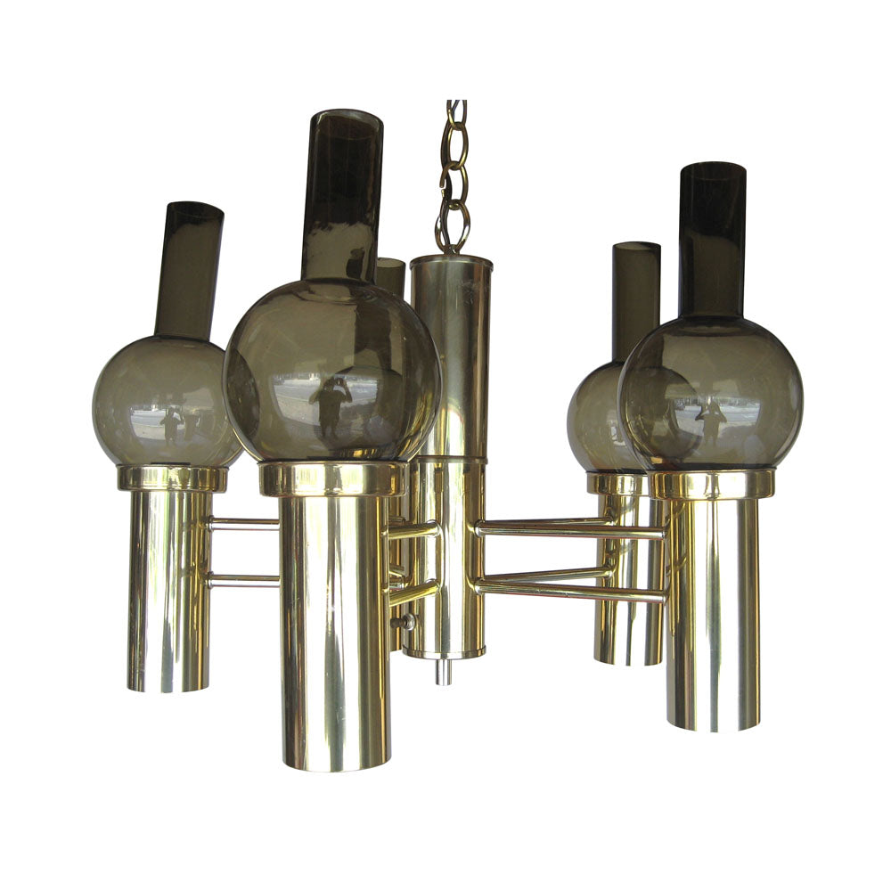 19″ Vintage Mid Century Modern Brass Chandelier (MR13883)
