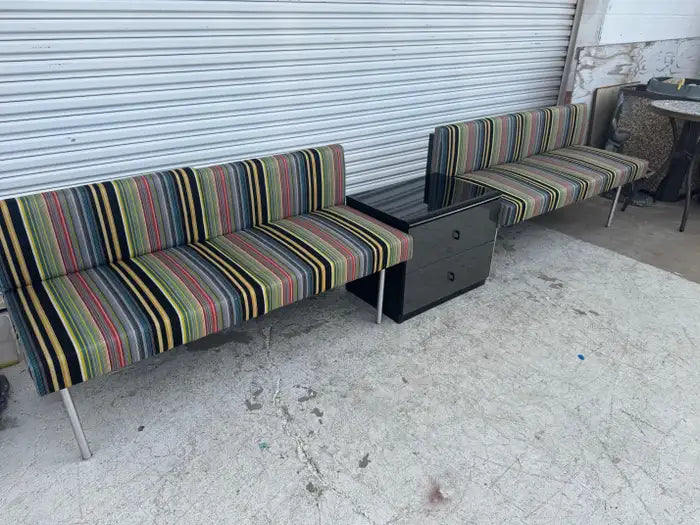 Contemporary fabric bench with clean architectural lines