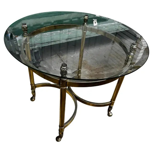 Brass and glass end table modern accent