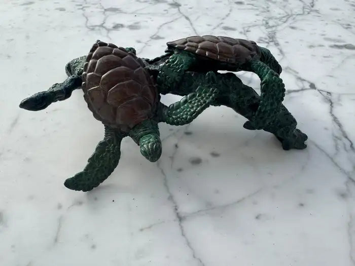 Bronze turtle sculpture with detailed shell texture