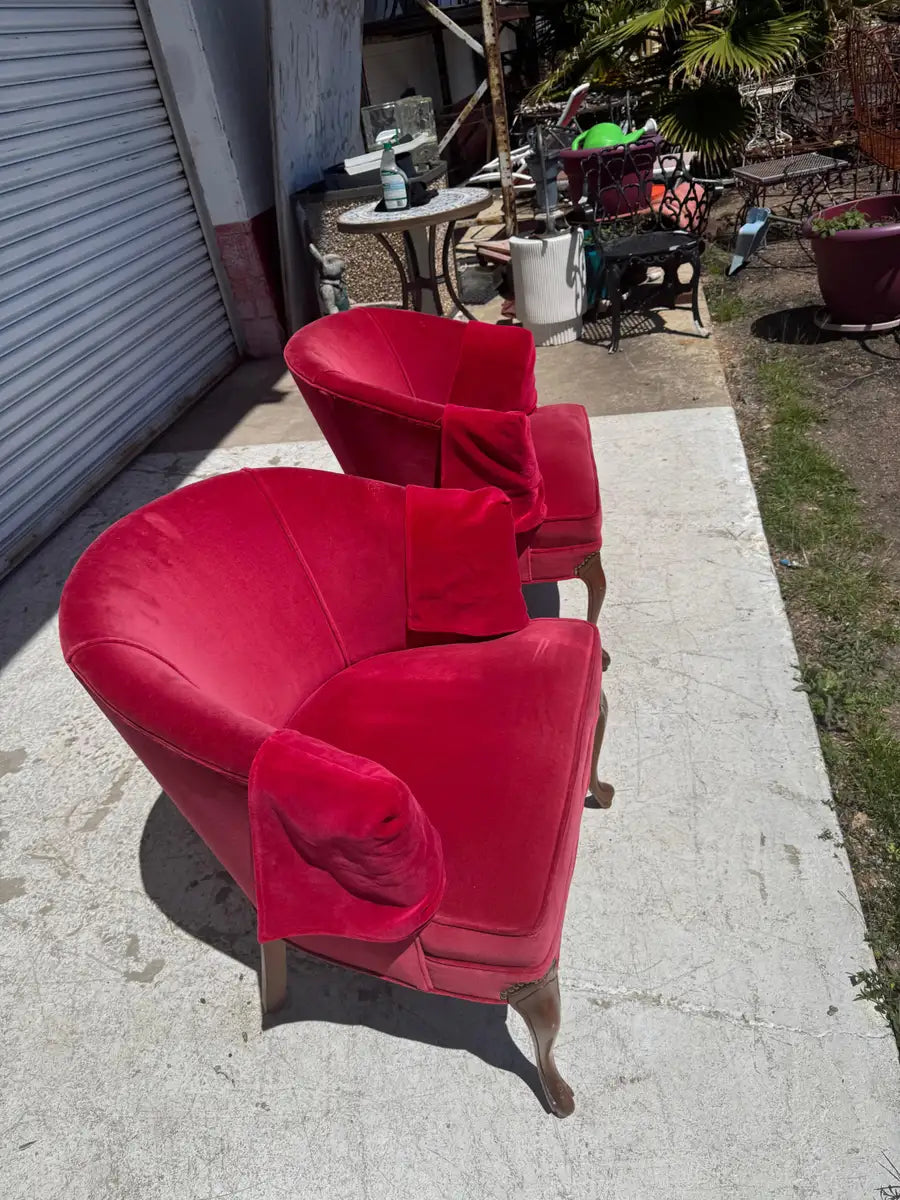 vintage velvet chairs set with plush upholstered seating