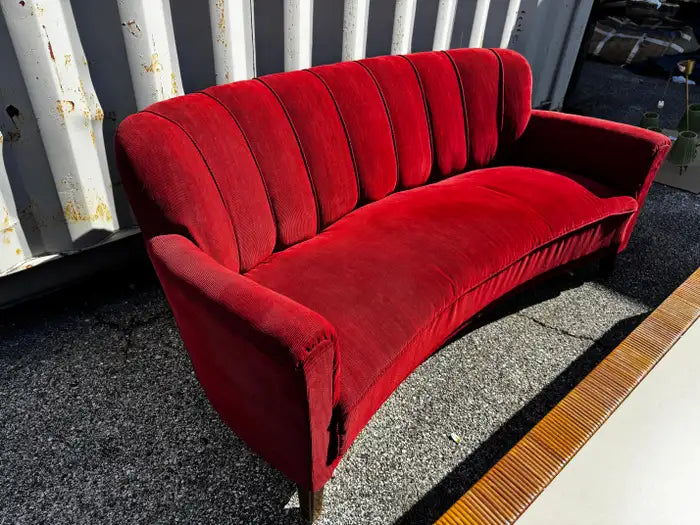 Curved vintage sofa Swedish craftsmanship