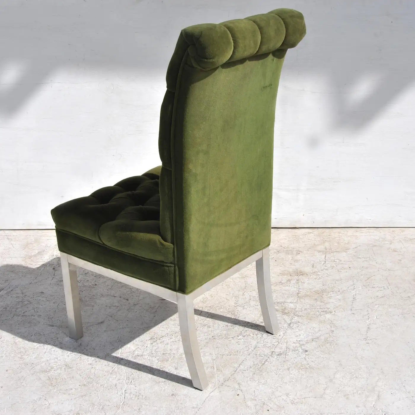 Chromed base highback dining chair green DIA MR10234