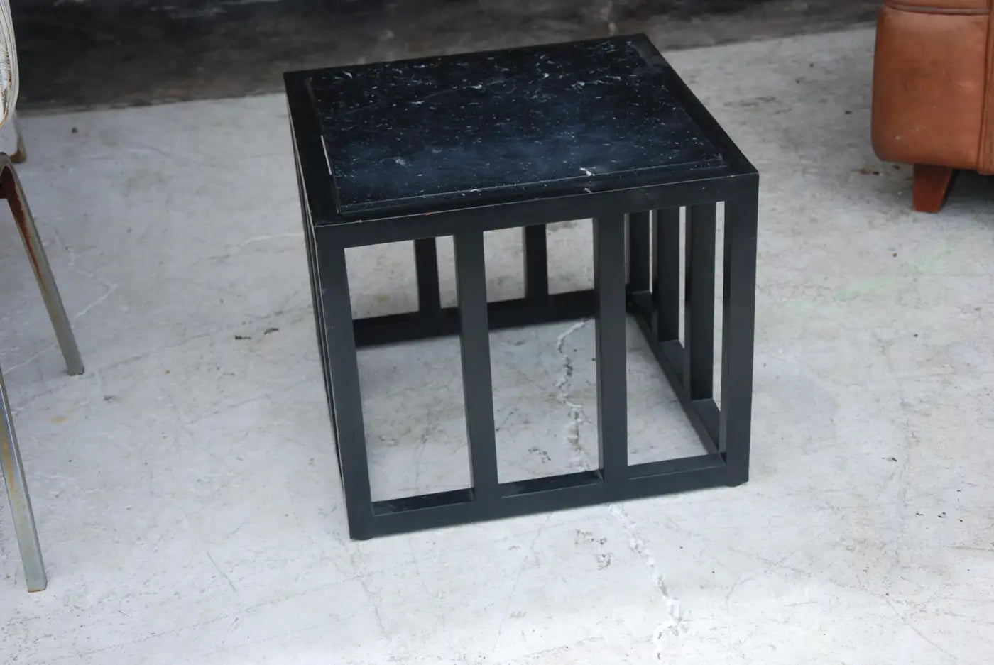 Ebonized Marble Side Table