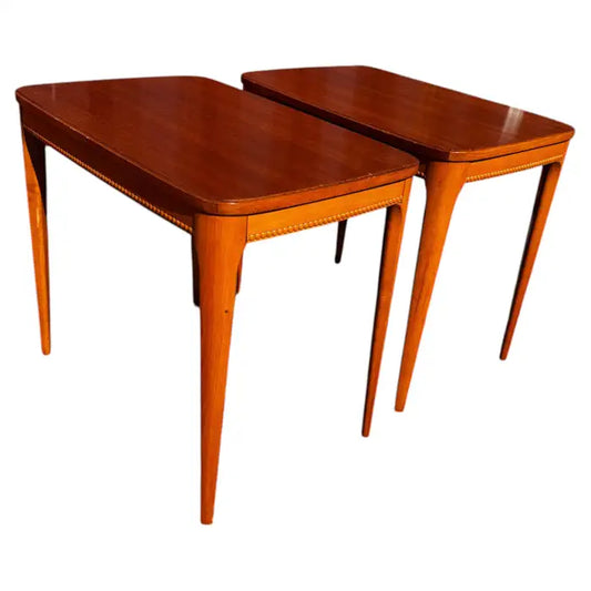 Scandinavian mid century modern mahogany end tables set