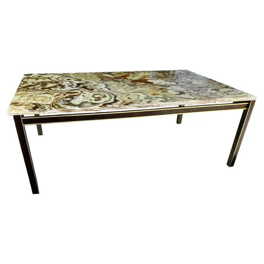 Mid century Danish marble coffee table with walnut base