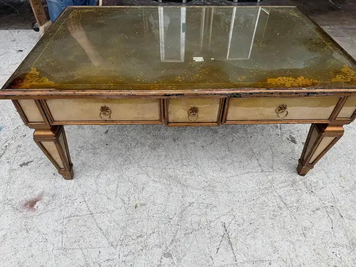 Classic wood and glass coffee table furniture design