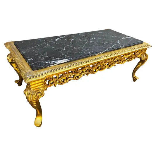 Ornate coffee table with natural marble veining classic decor