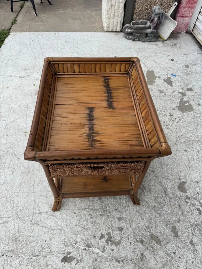 Rustic bamboo wicker table for farmhouse interiors