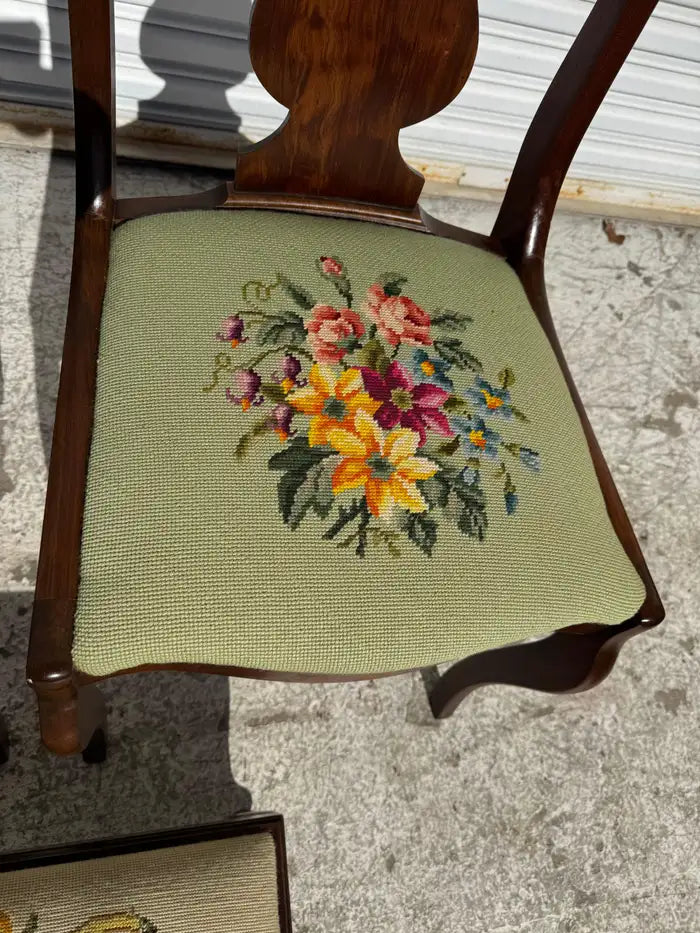 Traditional accent chairs with embroidered design