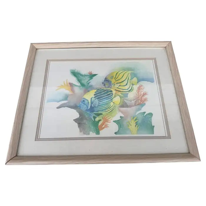 Decorative tropical marine life print with angelfish
