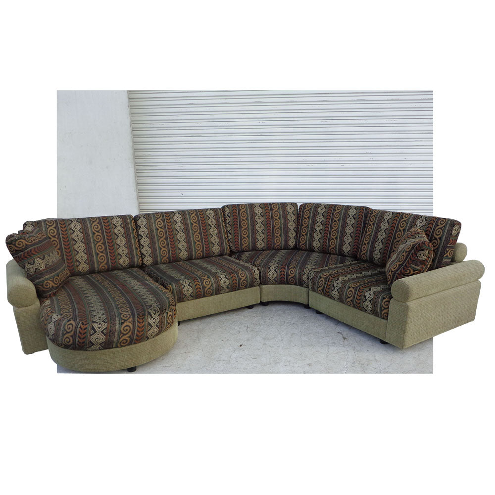 Dellarobbia 11 foot sectional sofa patterned upholstery Metro Retro