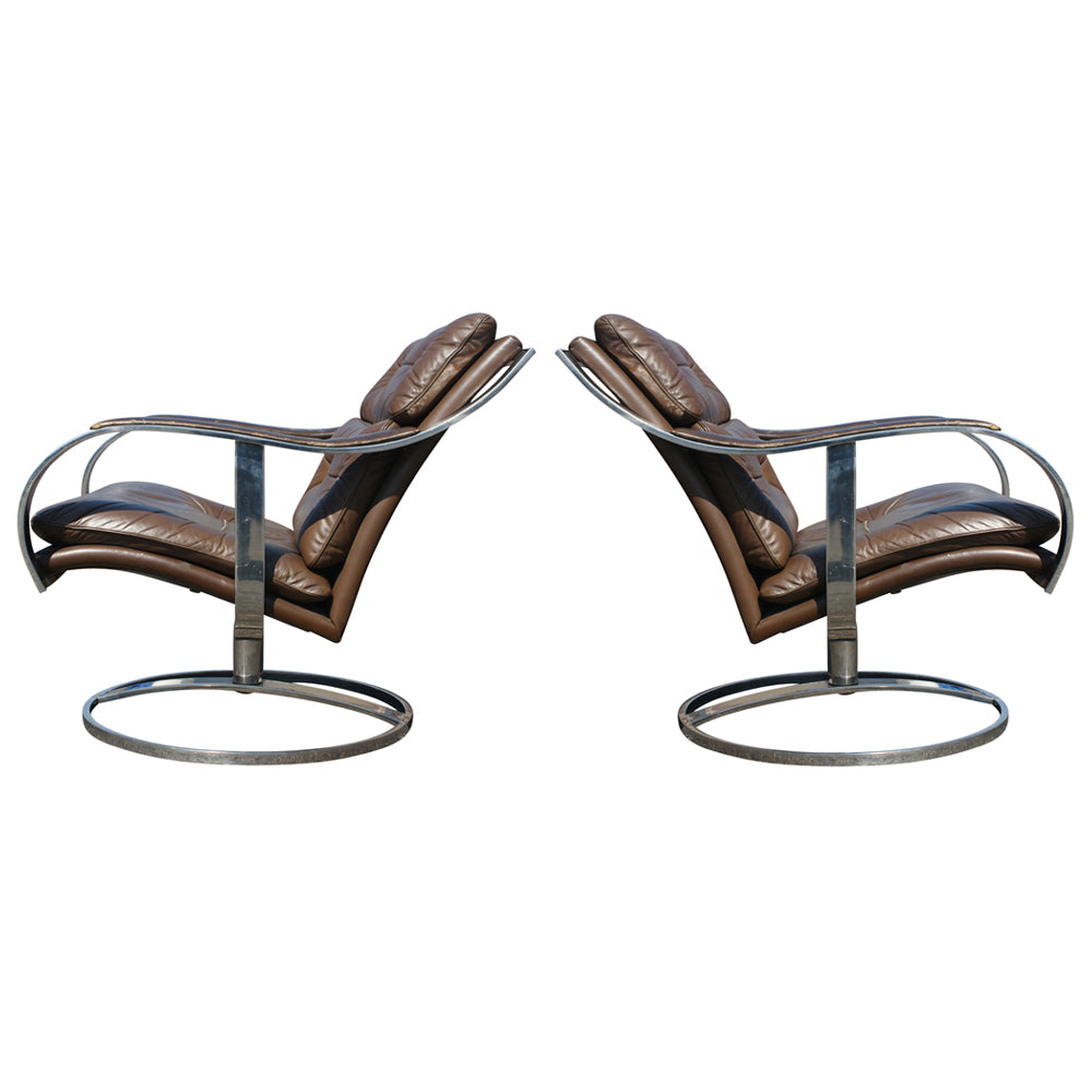 Vintage chrome and leather Steelcase club chair