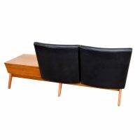 Retro office lobby bench Remington Rand black vinyl seating