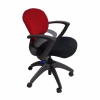 Designer SOHO office chair red back black seat modern