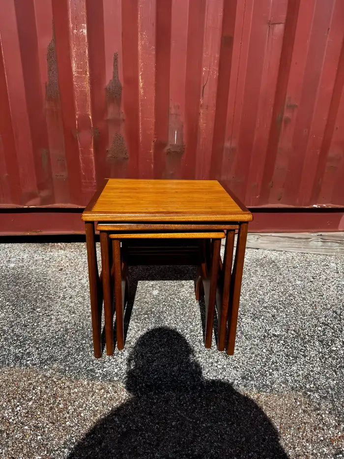 Retro modern teak stackable side tables