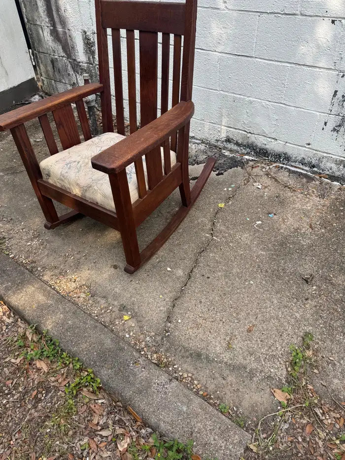 Rustic oak rocking chair for reading nook furniture