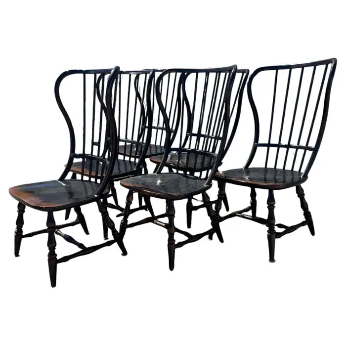 ebony spindle back dining chairs set black wood seating