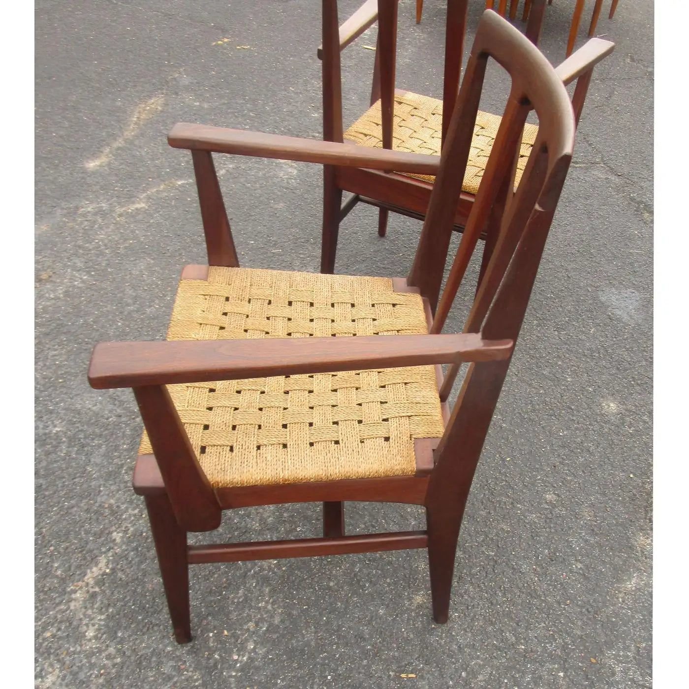Retro Scandinavian rope weaved dining chair
