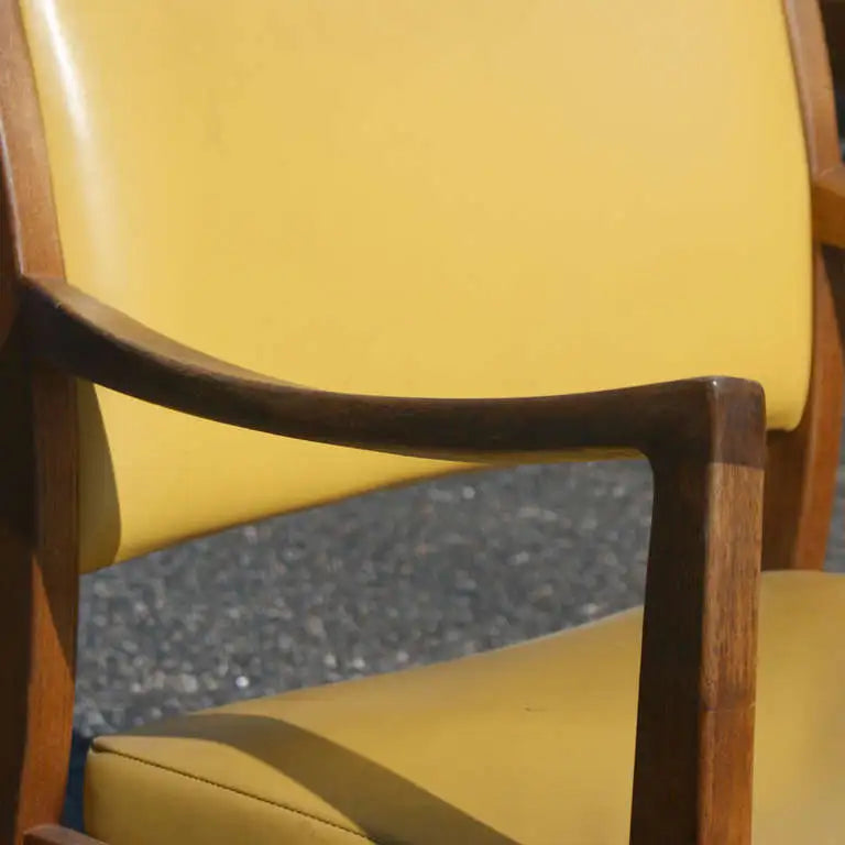Iconic yellow vinyl Johnson Furniture chair