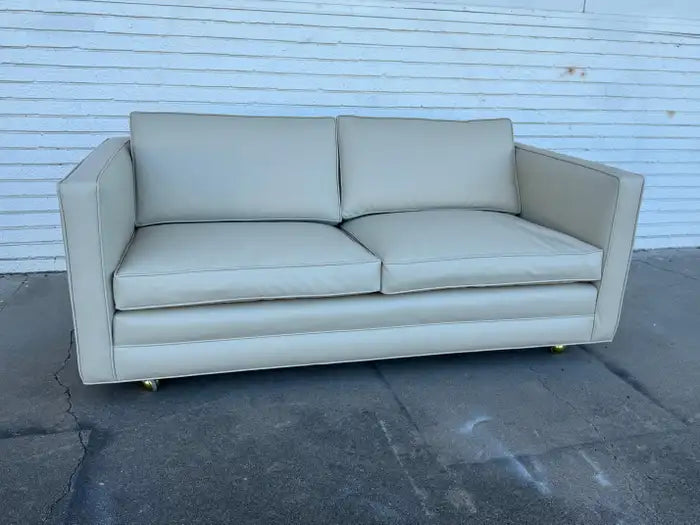 Mid century modern sofa with square arm tuxedo style
