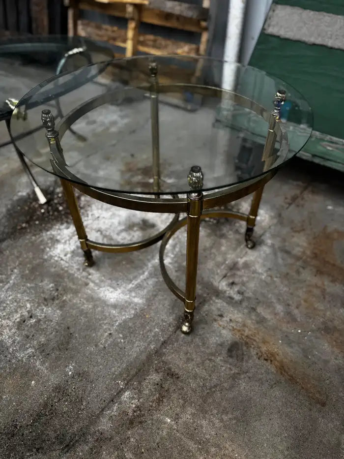 Contemporary brass and glass side table