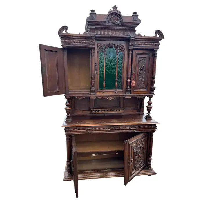19th century european walnut sideboard marble top