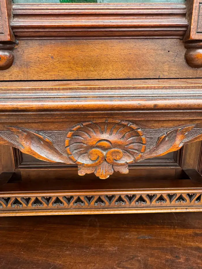 European antique buffet carved panel details
