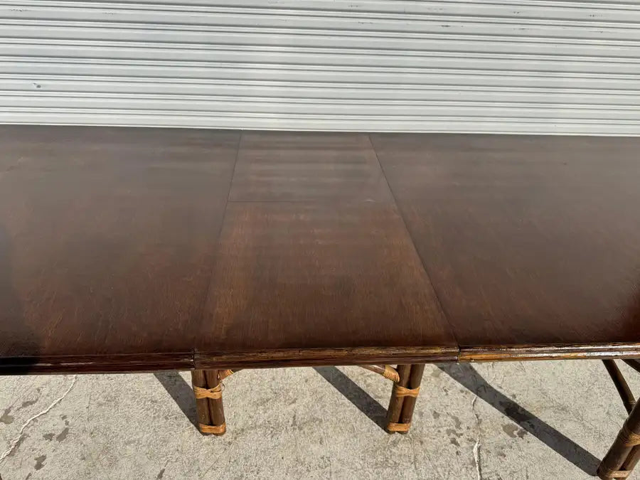 Bohemian style expandable teak dining table centerpiece