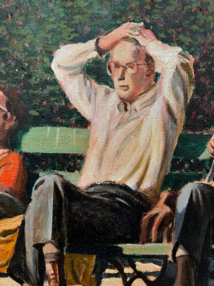 Original oil on canvas NYC park scene painting