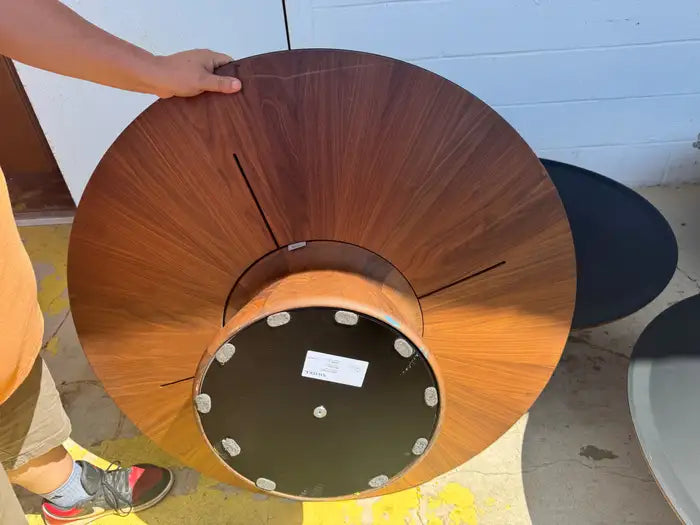 Foster 620 wood accent table with minimalist round top