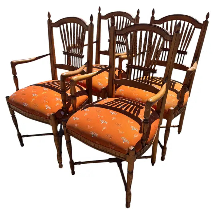 french country walnut armchairs wheat back carved dining chairs